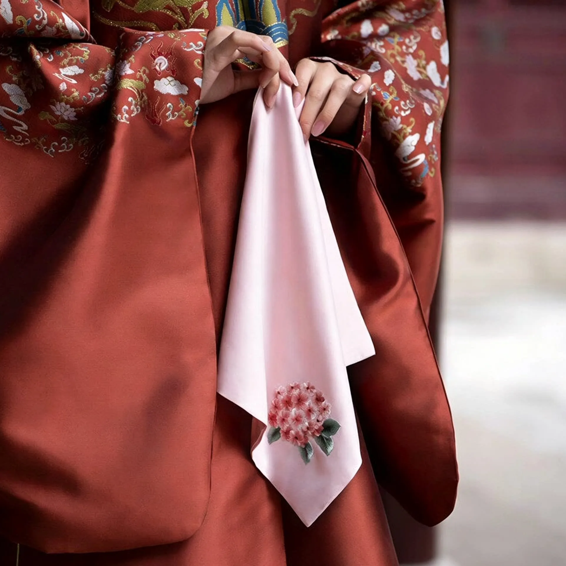 Chinese Traditional Hanfu Accessory 100 Percent Cashmere Suzhou Hand Embroidered Square Handkerchief Ethnic Style Pattern Multip