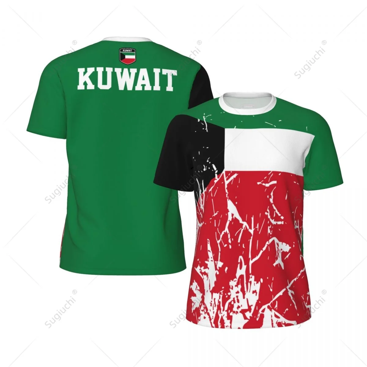 Kuwait Flag Grain 3D Printed Men For Running Bike Soccer Tennis Fitness Sports tshirt Mesh Fans Short T-shirt