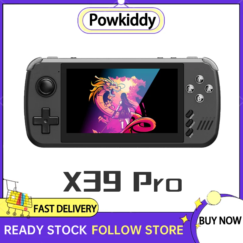 POWKIDDY X39 PRO Retro Video Game Console 4.3 Inch IPS Screen Support Wired Controller 100% Original Best Gift for Kids