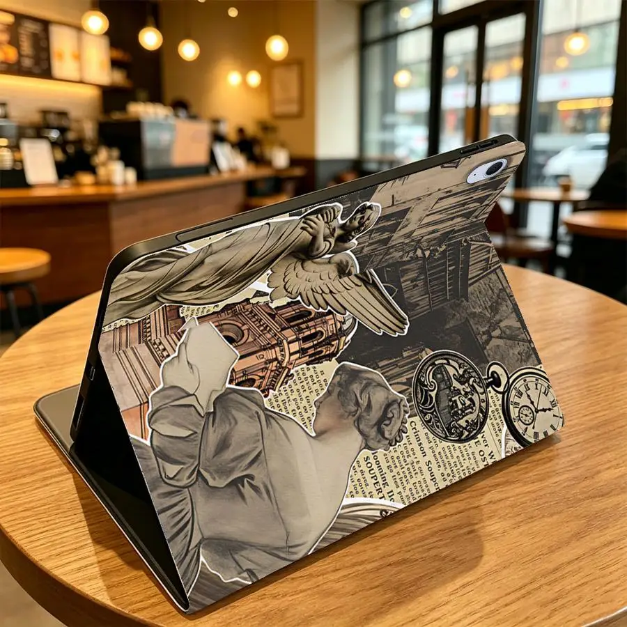 Case for Samsung Galaxy Tab A11 S10 Plus S11 A9Plus S9 FE A7 Lite A8 S9+ S10 Lite S10FE S7 S8+ with Pencil Slot Antique Building