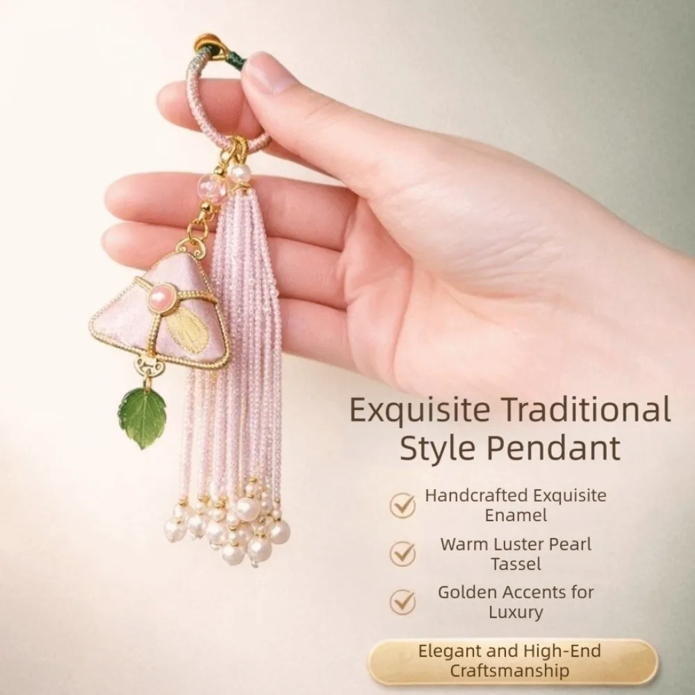 Chinese Style Dragon Boat Festival Pendant with Tassel Traditional Zongzi Door Hanging Triangular Zongzi Pendant
