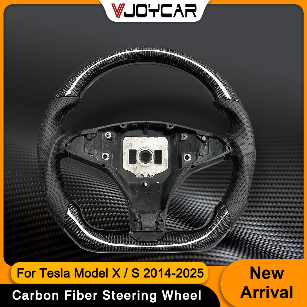 

Vjoycar Real Carbon Fiber Yoke Steering Wheel for Tesla Model X Customization Heating Racing Handle Model S 2014-2025