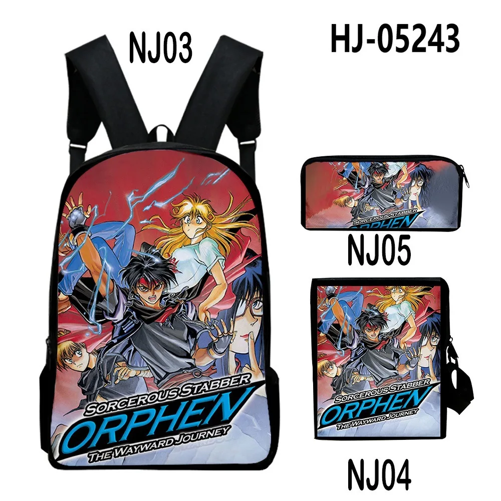 Classic Sorcerous Stabber Orphen 3D Print 3pcs/Set pupil School Bags Laptop Daypack Backpack Inclined shoulder bag Pencil Case