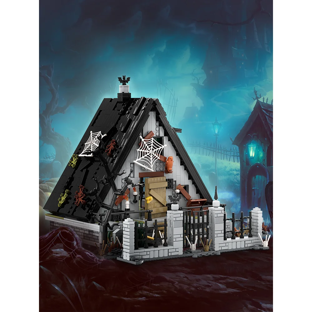 Gobricks MOC Halloween Horror Witch House Building Block Kit A-shaped House Jack Skellingtons House Bricks Model Kids Toys Gifts