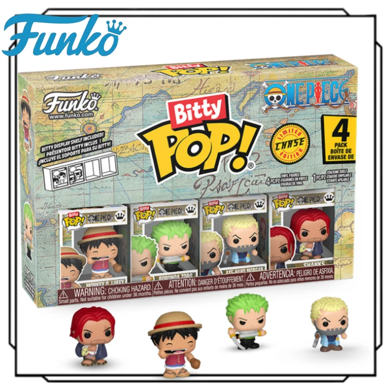 Figuras Coleccionables Originales Funko Bitty Pop One Piece en Caja Ciega, Incluyen Luffy, Zoro, Axe-Hand Morgan, Adorno de Escritorio de Anime
