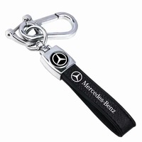 Leather Car Emblem Keychain Metal Key Rings Buckle For Mercedes Benz W213 W210 W220 W176 W164 W203 W204 CLK GLA A200 C260 G63