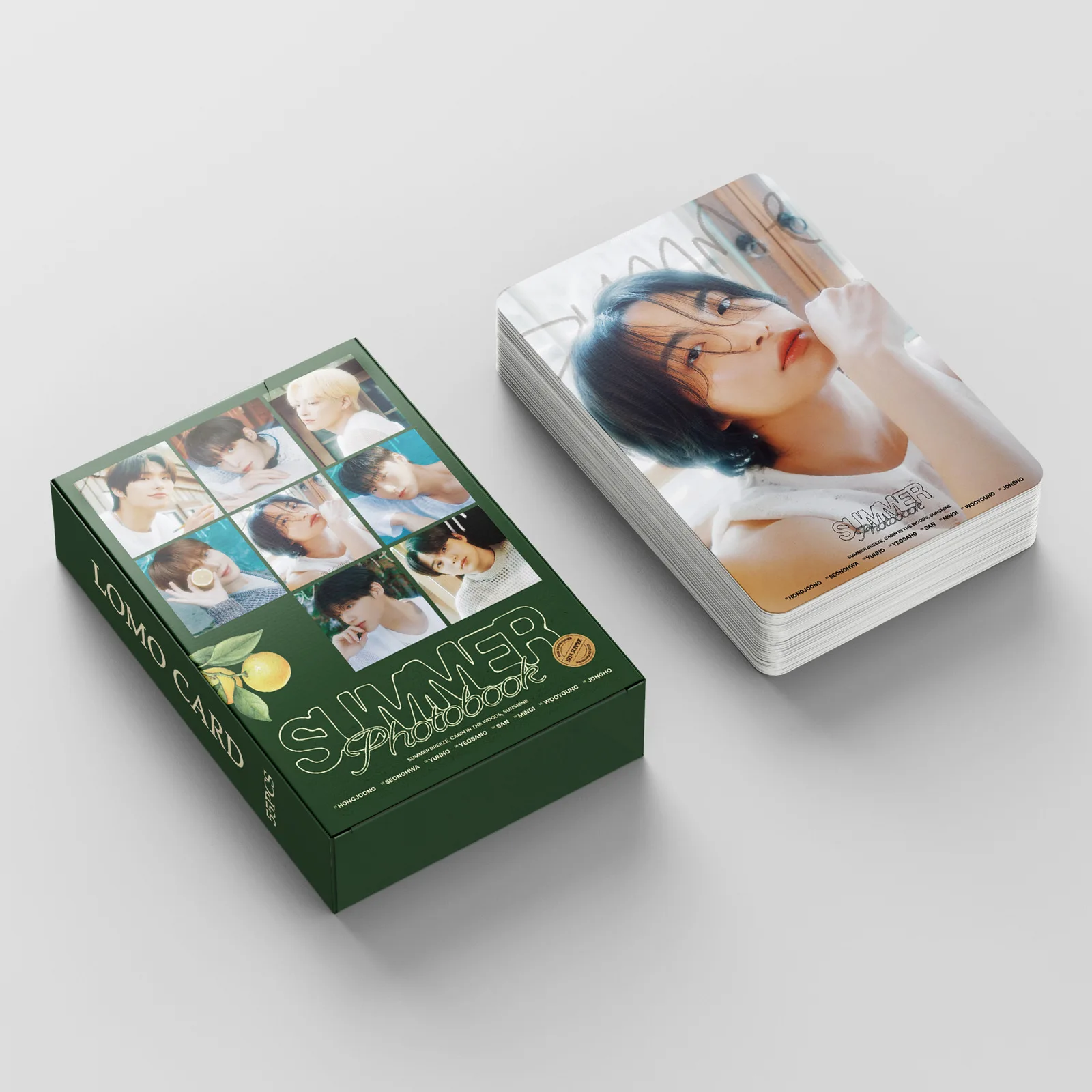 Kpop ATEEZ Summer Boxed Card 55pcs/Set High Quality HD Photo Double Sides Printing LOMO Card Yunho Jongho Mingi Fans Collection