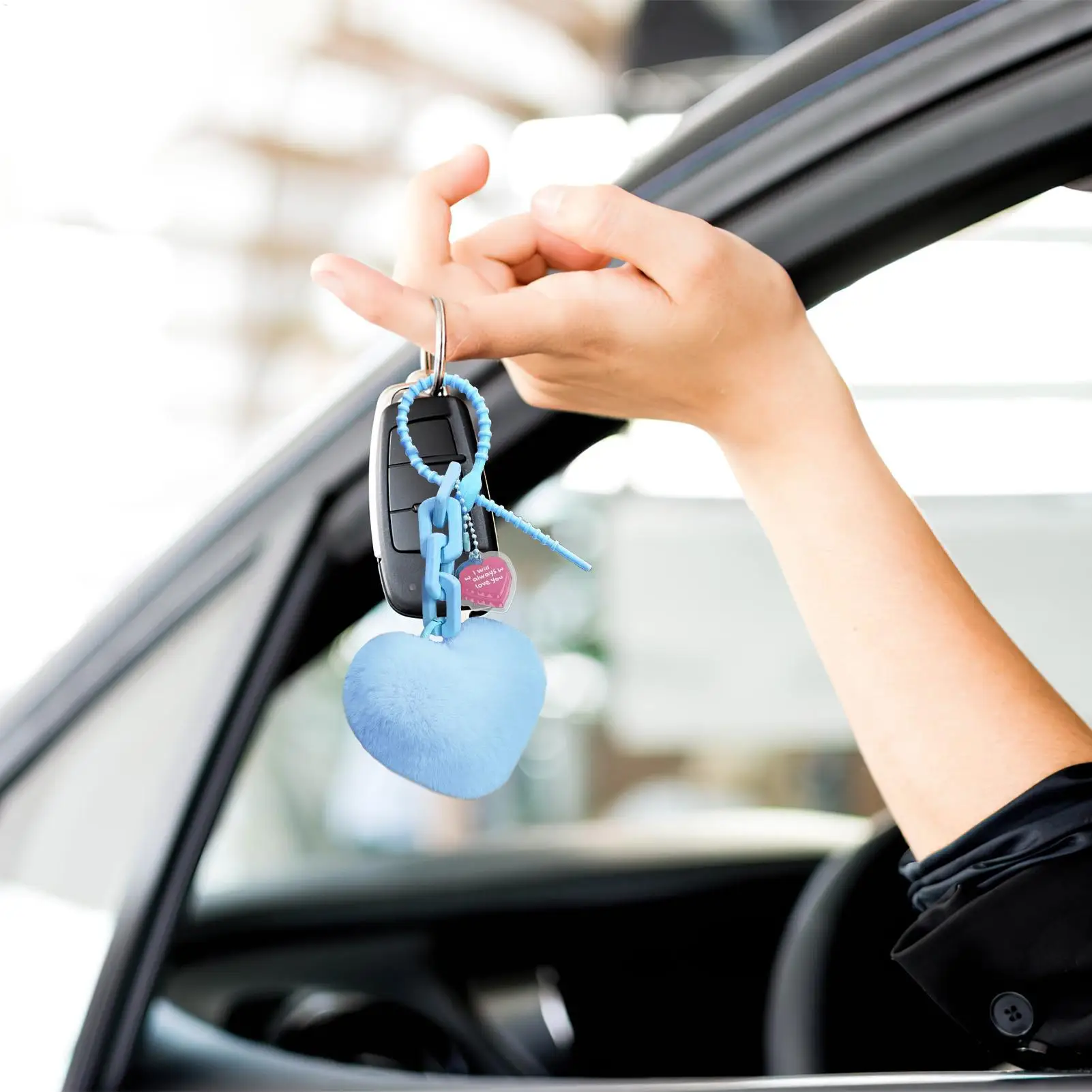 Heart Plush Key Ring Handbag Keyring Purse Key Fob Accessory Bag Charm Pendant For Teens Youth Girls Women Boys Friends Family