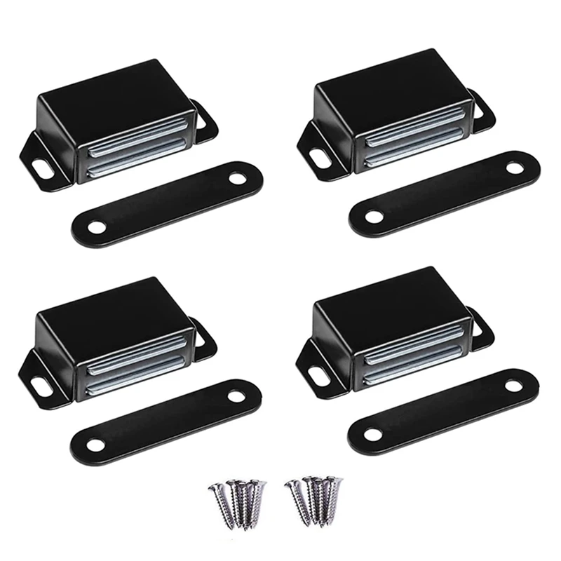 

4-Pack High Magnetic Door Catch Stainless Steel Heavy Duty Catch For Kitchen Door Drawer Latch Black