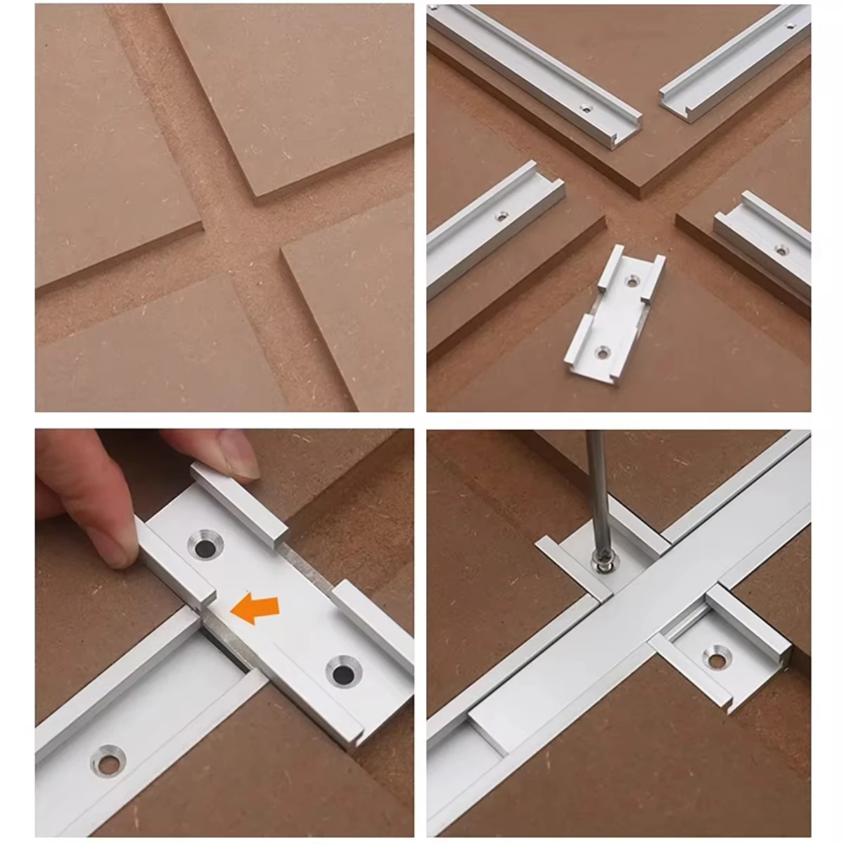 Imagem -03 - Carpintaria Chute T-track Cruz Conector Interseção Slot Miter Gauge Guia Trilho com Predrilled Montagem Buracos