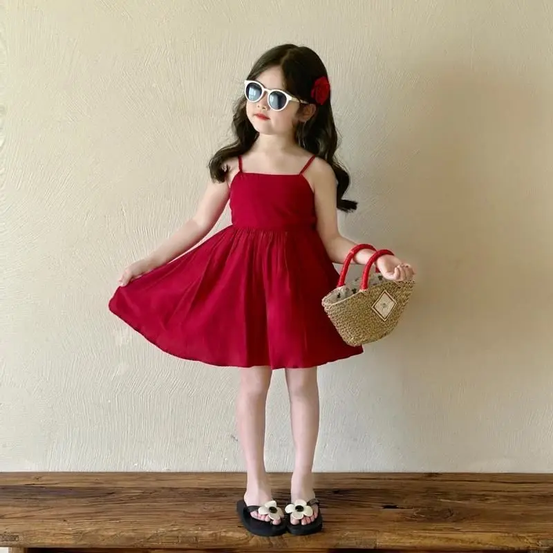 Girls Camisole Dress 2026 Summer New Style Children's High-end Sense Niche Backless Dress