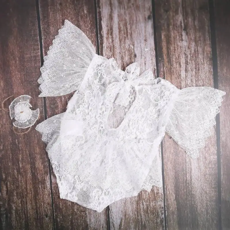 

M89C 0-1Month Baby Photography Romper и цветочный набор для новорожденных фоторожденный