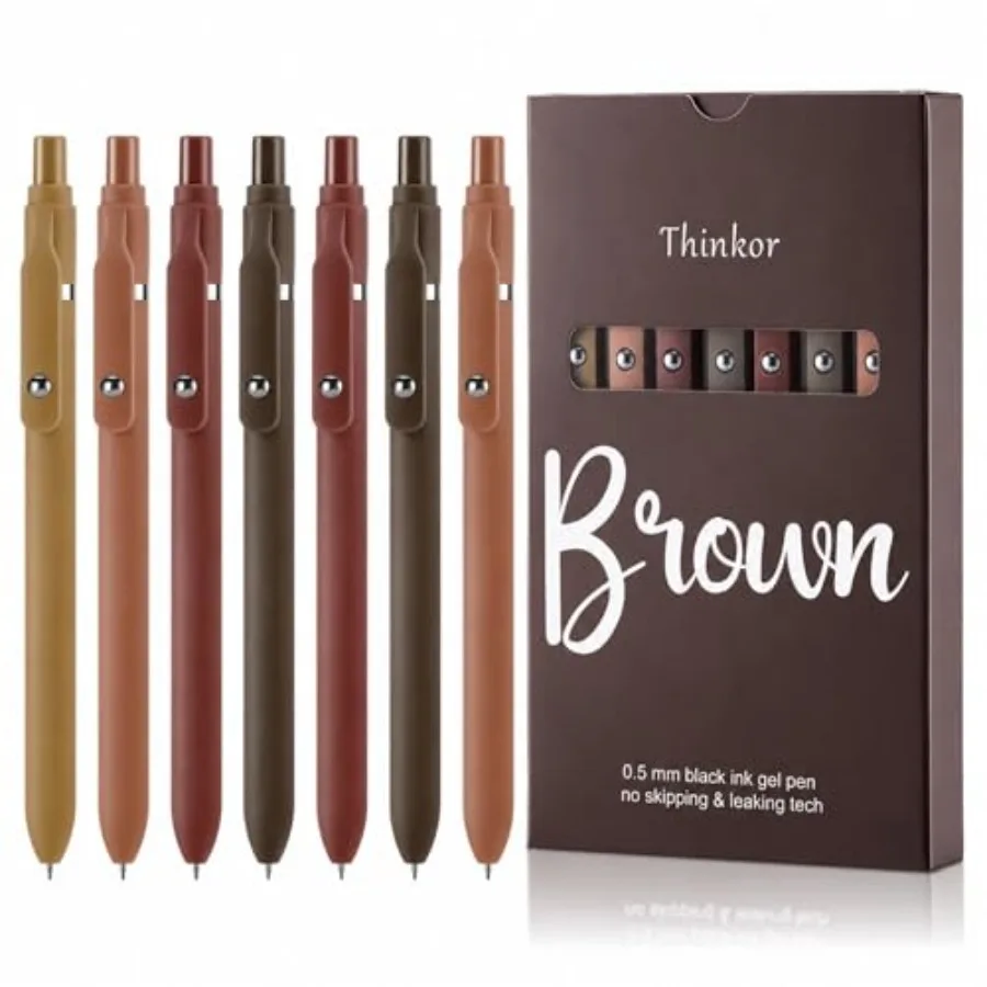 

Gel Pens Black Ink, 7 Pcs 0.5mm Quick Dry Fine Point Smooth Writing Pens, Cute Office School Supplies Gifts for Women Student 7