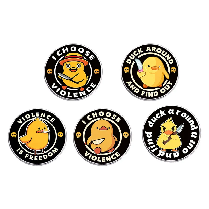 Pins for Backpacks Funny Duck Brooch Series Cartoon Violent Duck Badge Niche Personality Student Bag Accessory Pin Badges Metal