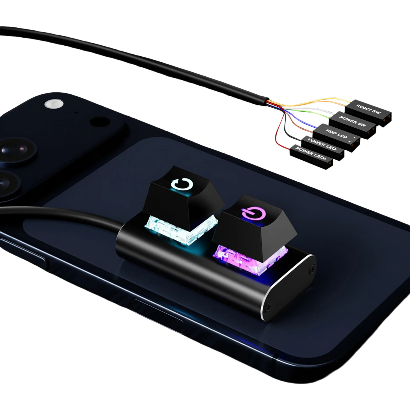 2m Extended Desktop Power Button with LED Light Mechanical Power Switch for Easy External Remote Start PC Motherboard