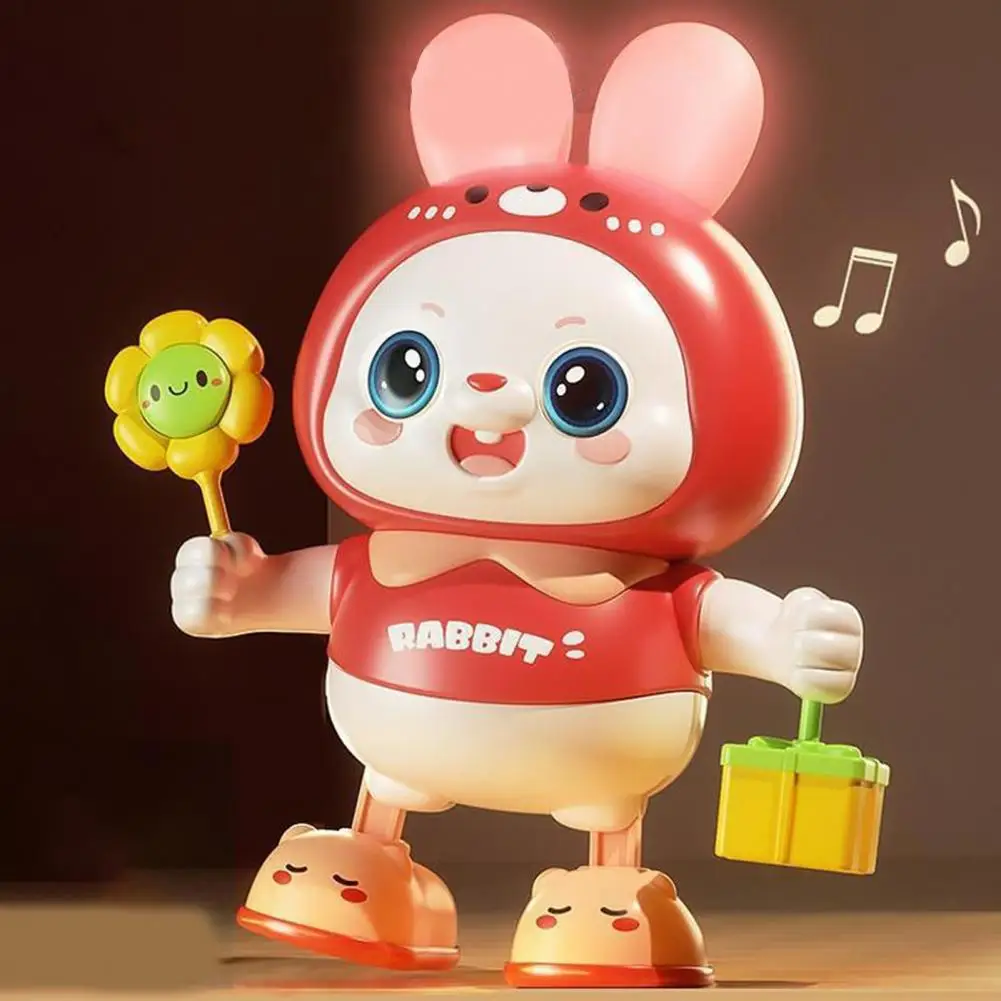 Blinking Rabbit Toy Battery-powered Cartoon Bunny Doll Adorable Electronic Dancing Rabbit Toy with Light Early for Kids