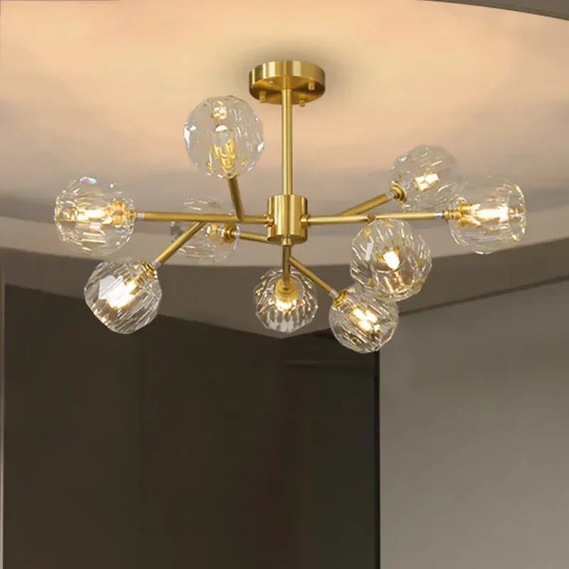 

luxury postmodern crystal chandelier molecular light simple bedroom lamp light luxury living room crystal lamp
