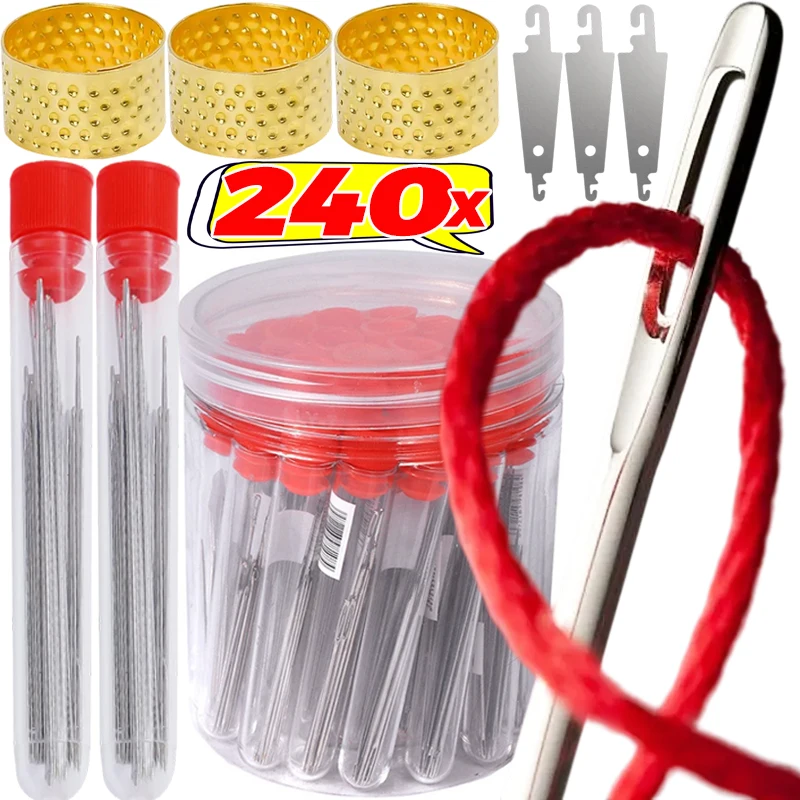 

40/240 шт., швейные иглы из нержавеющей стали, боковое отверстие, игла для слепых стежков, игла для пирсинга, вышивка, домашняя самозаправочная булавка «сделай сам»