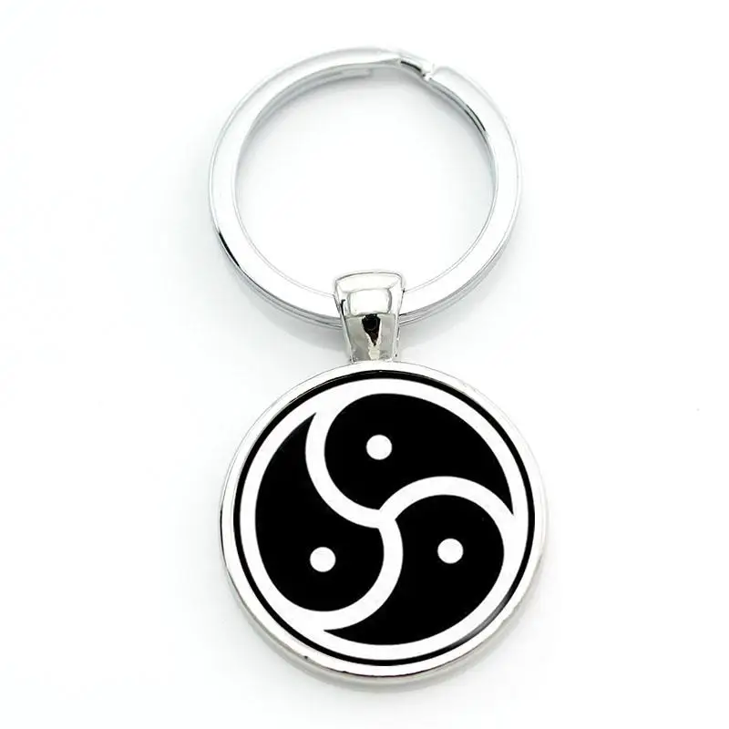 TAFREE Bdsm Triskelion رمز قلادة Keyrings أسود اللون خمسون ظلال من رمادي سلاسل المفاتيح زجاج قبة مع صور مجوهرات YFZ48