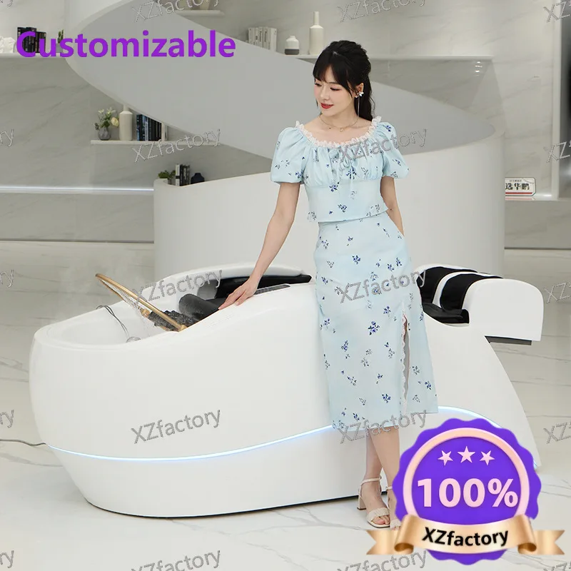 Automatic intelligent electric massage hair wash bed, barbershop hairdressing constant temperature flush