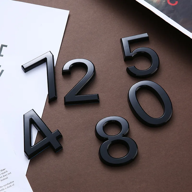 7cm house number digital sign hotel room number plating 3D resin house white black number digital signage door paste plate