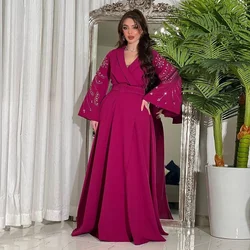 Diamond Abaya with Belt Muslim Long Dress Colorful Abayas for Women Dubai Luxury Turkey Evening Dresses Islamic Clothing Kaftan