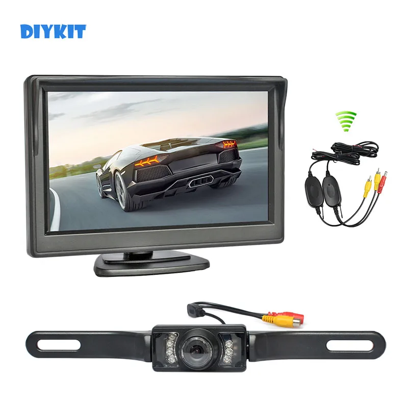 

DIYKIT Wireless 5inch Car Monitor Car Van Truck Parking IR Night Vision Reversing Camera Rear View Security System