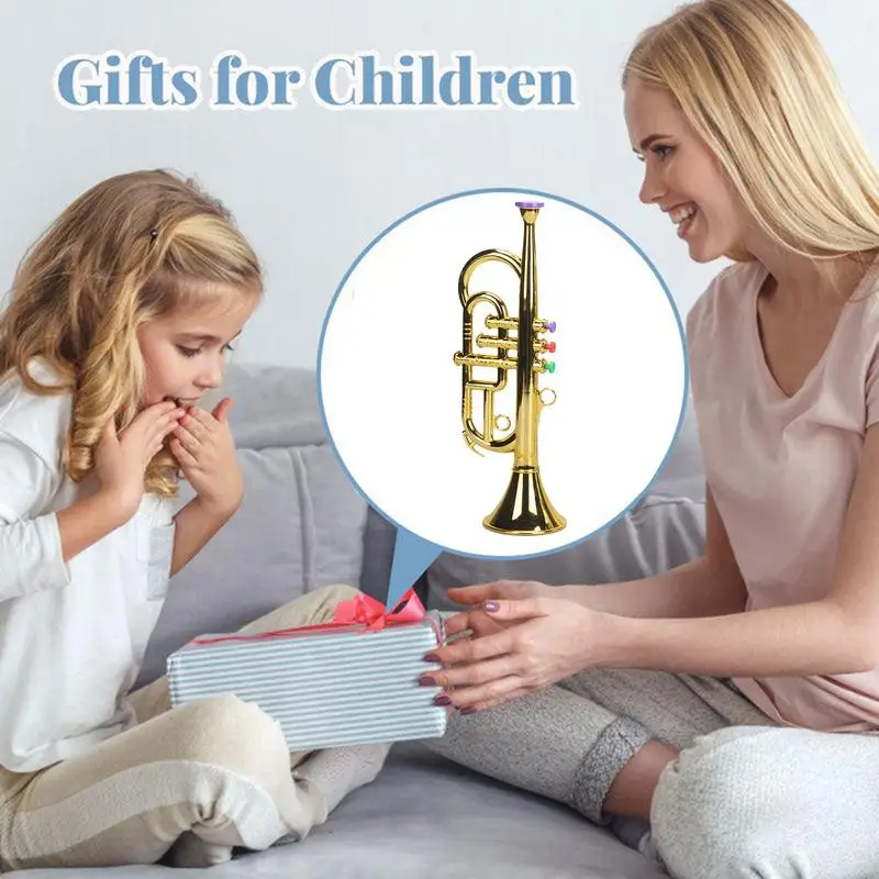 Trompete chifre brinquedo instrumentos de bronze crianças brinquedo trompete chifre pai-filho instrumentos musicais auxiliares de ensino para meninos meninas criança