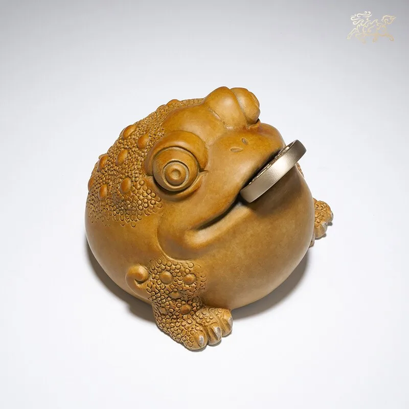 Copper Master's Little Golden Toad Treasure Decoration Copper Crafts Three Legged Toad Living Room Decoration