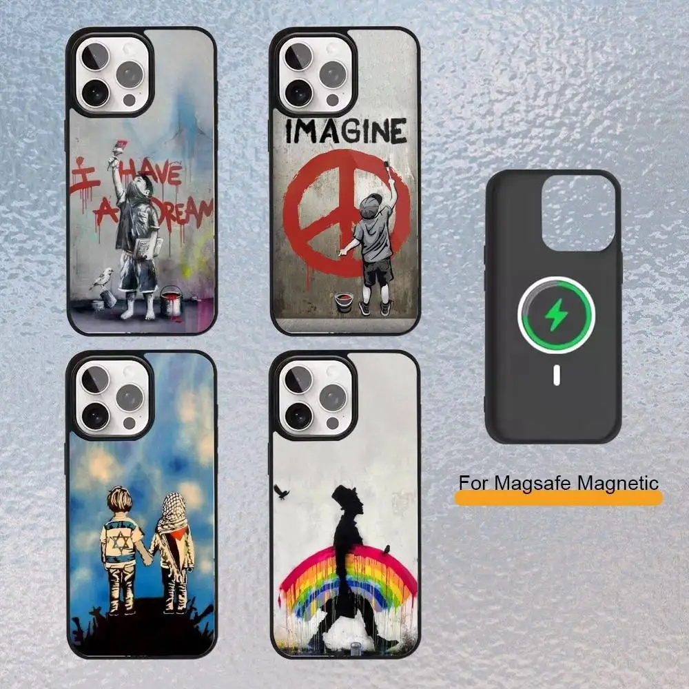 

Street Art Banksy G-Graffiti Phone Case for iPhone 17,16,15,14,13,12,11 Plus,Pro Max Magnetic Wireless Charging Cover