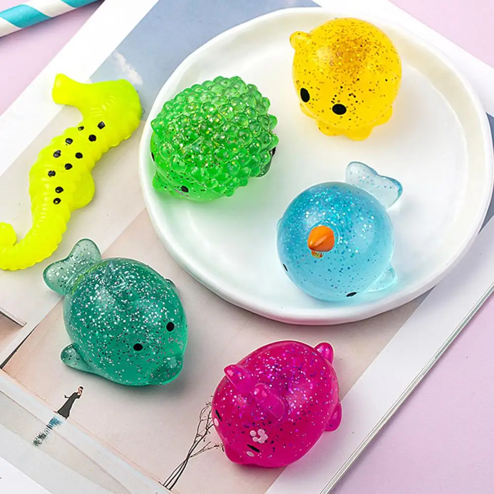 

Animal Squishes Toy Glitter Rabbit Chick Whale Doll Pinch Toy Soft TPR Squeezing Cartoon Animal Doll Decompression Toys Kid Toy