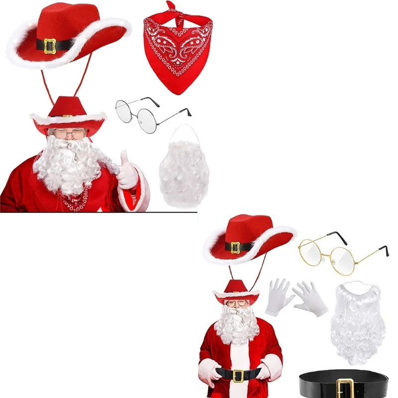 Santa Clauses Costume Christmas Deluxe Santa Suit Disguises Fake Beard Gloves