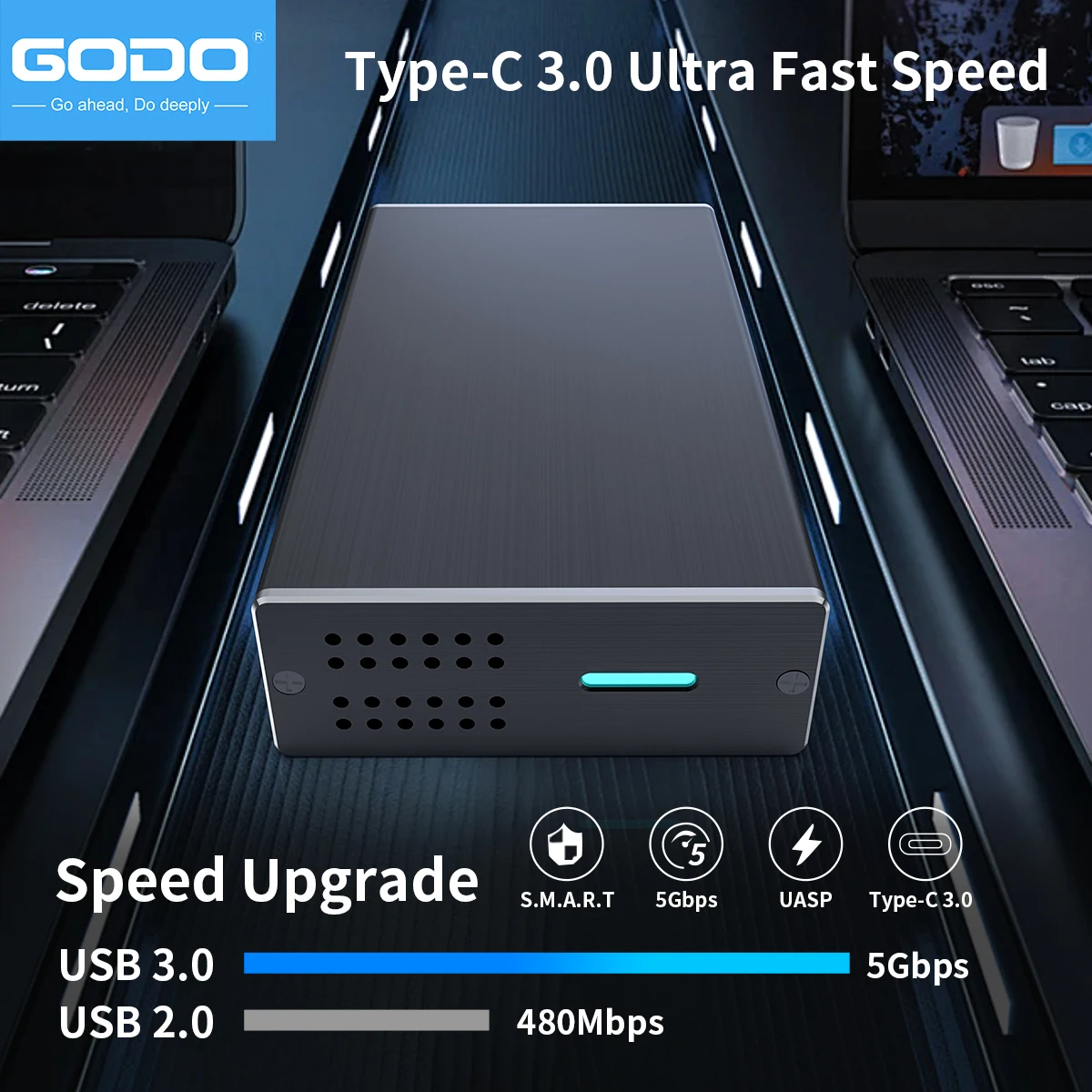 GODO 2.5 بوصة Dual Bay RAID حاوية القرص الصلب جميع مادة سبائك الألومنيوم USB3.0 إلى 2.5 بوصة SATA I/II/III HDDs SSDs RAID الخارجية