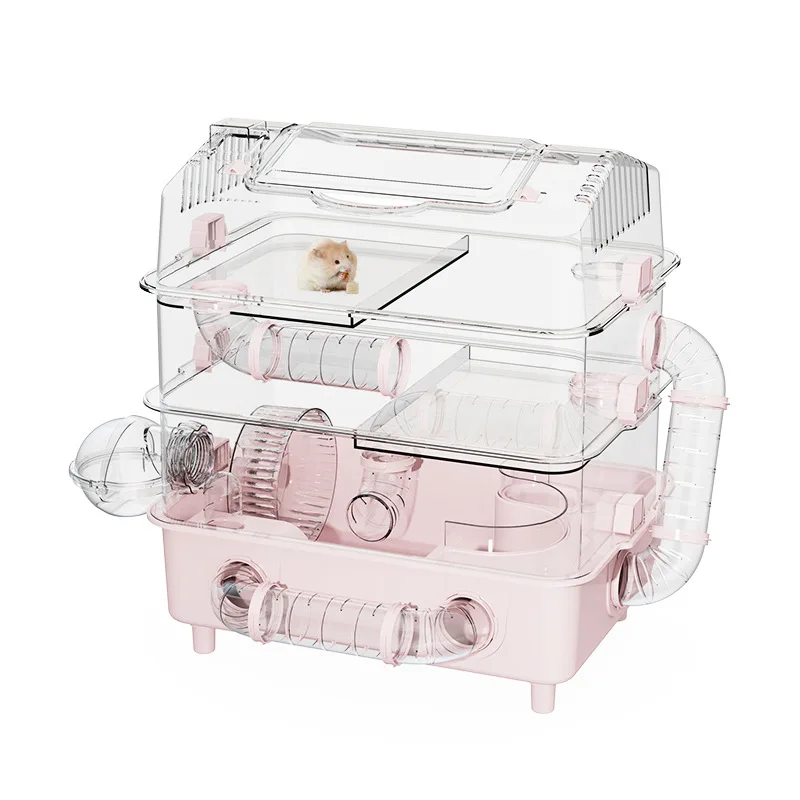 1/2/3 Floors  Villa Golden Bear Nest Large Small Animals Cages Hamster Cage Tunnel Indoors Acrylic Transparent Hamster Cage