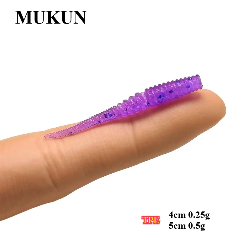 MUKUN 30PCS New TPE Segmented Soft Fishing Lure 40mm/0.25g 50mm/0.5g Rockfishing Isca Aritical Swimbait fishing equipment