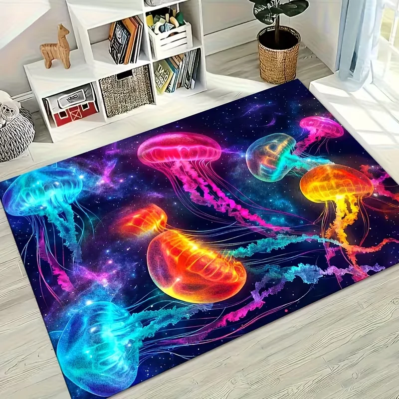 Vintage Nautical Coastal Print Area Rug Soft Non-Slip Living Room Carpet Ocean Lighthouse Anchor Starfish Pattern Floor Mat