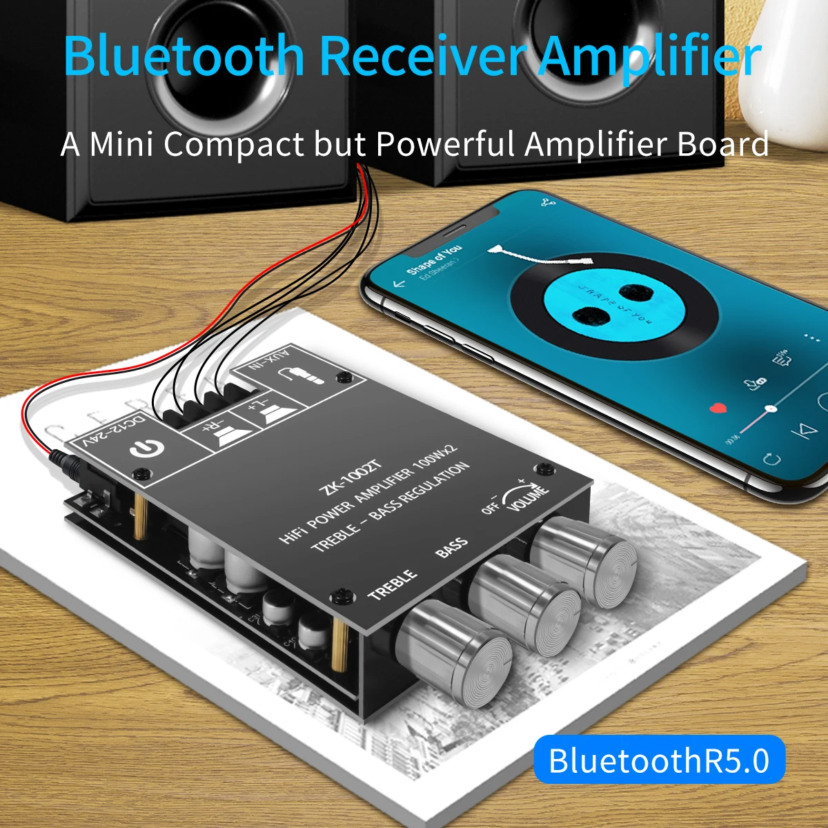 ZK-1002T بلوتوث 5.0 مكبر للصوت مجلس 100 واط + 100 واط 2.0 قناة ستيريو أمبير مجلس مع ثلاثة أضعاف باس التحكم DIY بها بنفسك مكبرات الصوت اللاسلكية #2