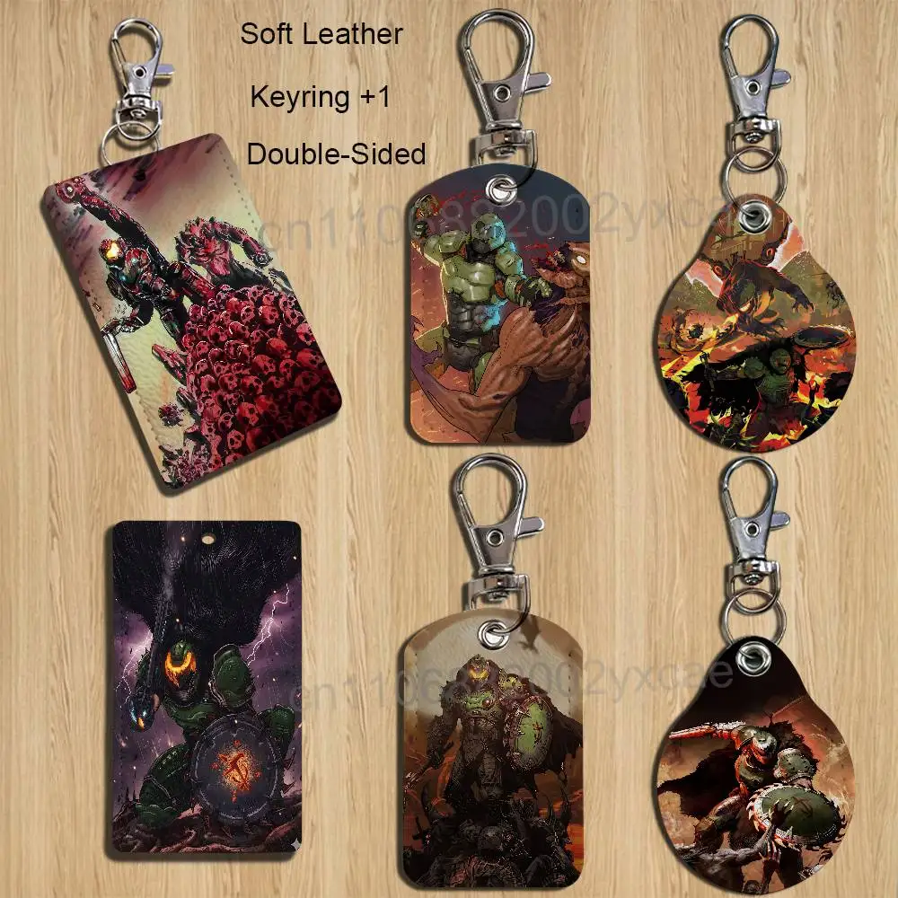 cool game Super Slayer Doom Card Holder Keychain Key Ring Door Lock Access Protective Case For Security Gift