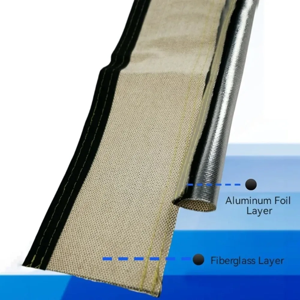 1M Length Wire Hose Cover 10/15/20/25/30/35mm Diameter Aluminum Foil Heat Shield Sleeve Durable Fiberglass Insulated