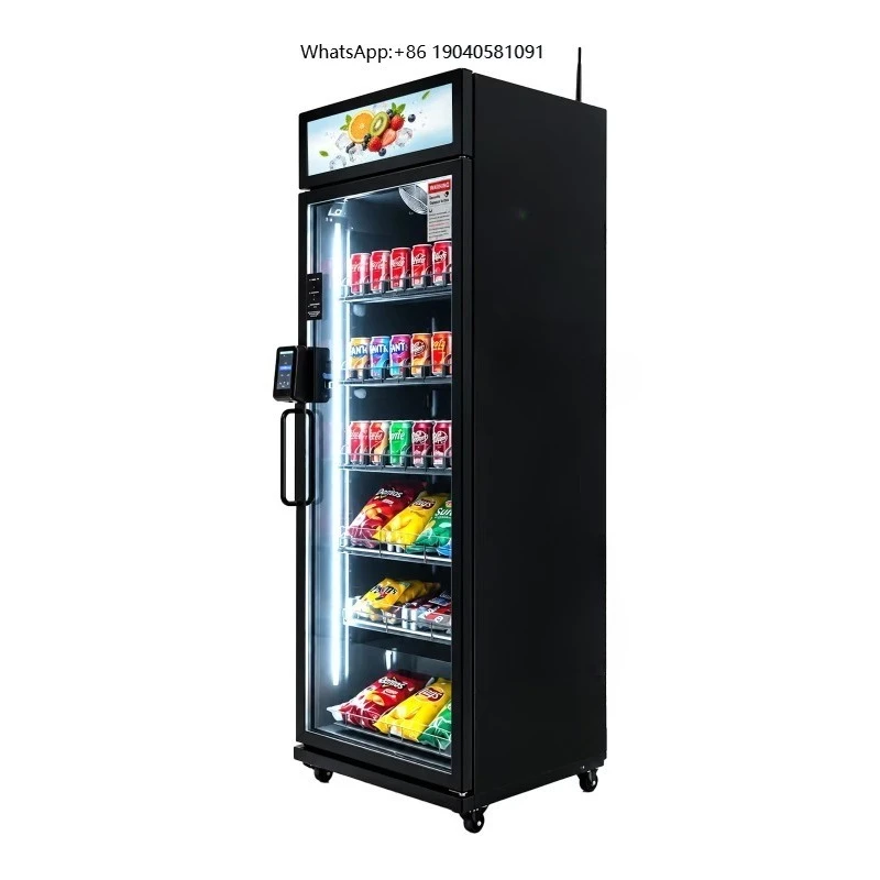 AI Smart Auto Vending Machine Tempered Glass 647LMultiple P Ayment Options Selling Drinks & Foods Smart Cooler Vending Machine