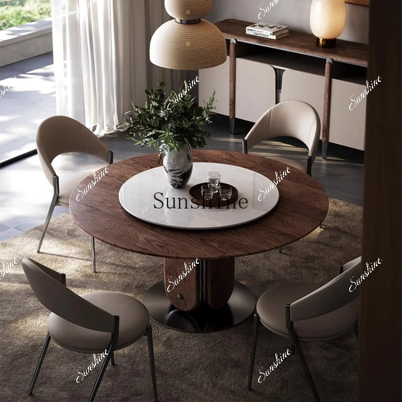 Solid wood dining table rotating with turntable for home size dining roundYY
