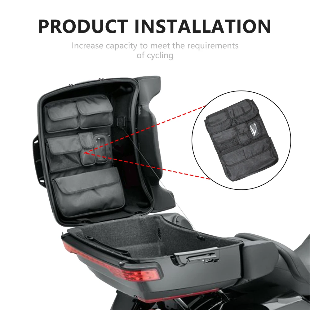 For Harley Glide Touring Street GLIDE FLHX Road King FLHR Tour Pak Motorcycle Black Storage Box Lid Storage Bag 2014-2019