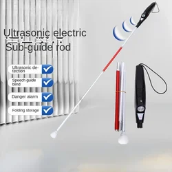 Ultrasonic Electronic Obstacle Alarm Canes, Intelligent Detection Avoidance Voice Guide Walking Stick, Folding Blind Crutches