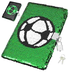 Notebook Journal Lock Diary Paillettes Ragazze Ragazzi Bambini Regali di calcio Riviste Blocco note Calcio Chiave Planner Ragazza Notebook Quotidiano