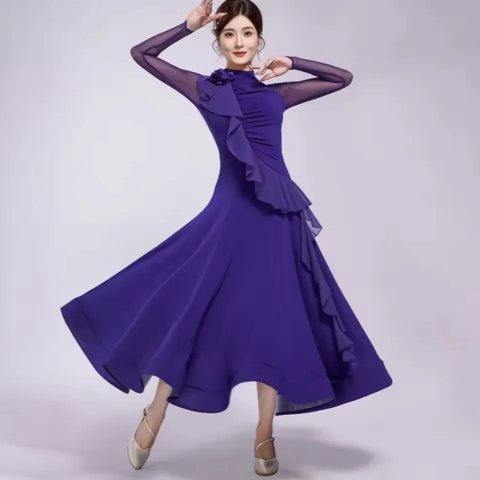 

2025 New Arrival High Quality Waltz Dress - Modern Ballroom Competition Dress for Women Elegant Slimming Mesh Dress