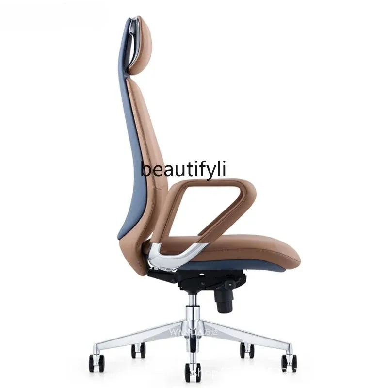 XX80 Modern simple conference computer chair home comfort sedentary boss cowhide office swivel chair light luxury