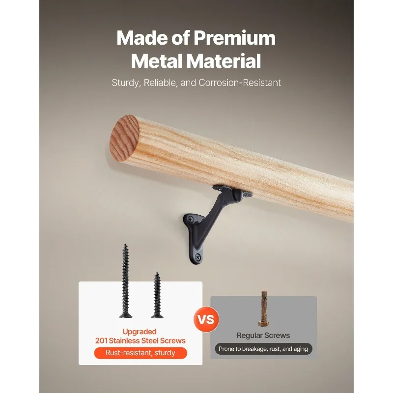 6 عبوات من دعامات أجهزة الدرابزين شديدة التحمل للدرج باللون الأسود غير اللامع