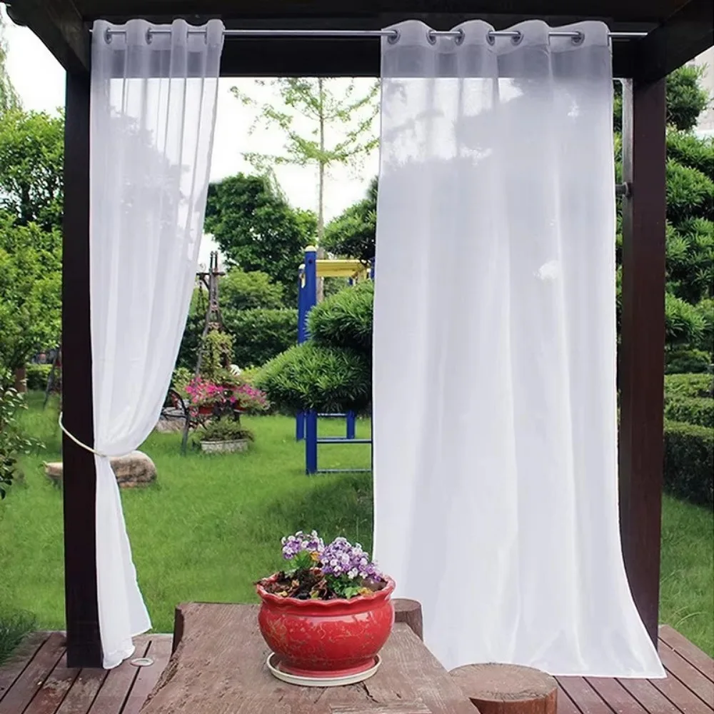 Cortinas exteriores impermeables para exteriores, cortina de pérgola de Color sólido, cortinas de Gazebo, sombrilla de privacidad para porche