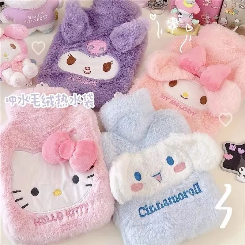 Sanrio Melody Kuromi Hello Kitty Cinnamoroll Filled Hot Water Bottle Large Capacity Cute Plush Hot-Water Bottle Christmas Toys