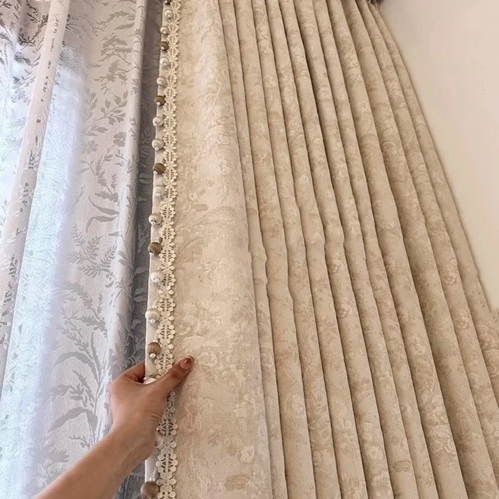 

French print versatile jacquard bedroom curtains European style light luxury modern simple living room bedroom blackout curtains